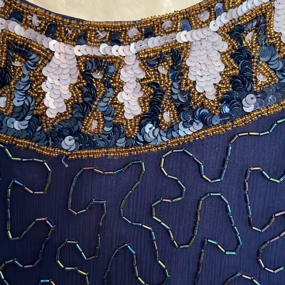 Laurence Kazar beaded silk dress Vintage Small - Picture 6 of 16